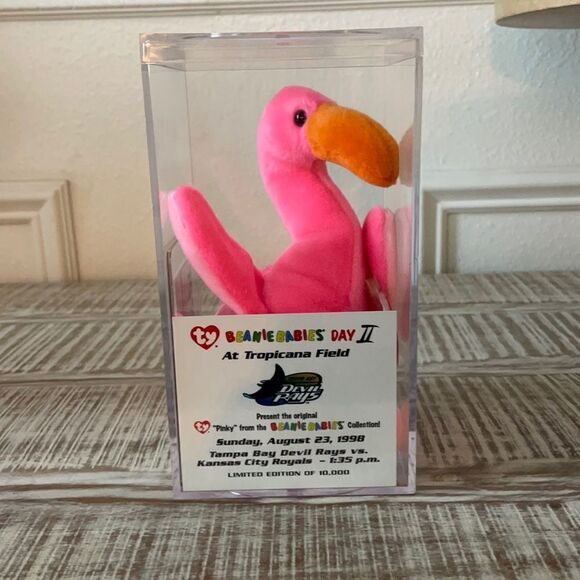 “Pinky” Beanie Babies 1995 Limited Edition of 10,000 Tampa Bay Devil Rays Gift - Picture 2 of 13